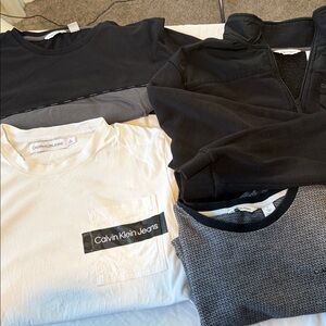 Calvin Klein 3 T-Shirts and one black quarter zip. 4 shirts total. mens medium